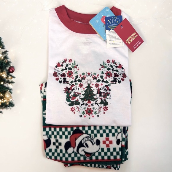 Disney Mickey Mouse Unisex Christmas Pajamas 2 Piece Set Size 10 NWT - Picture 4 of 12